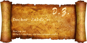 Decker Zalán névjegykártya